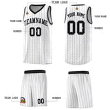 Custom White Custom Gray Pinstripe Retro Sets Uniform Basketball Jersey