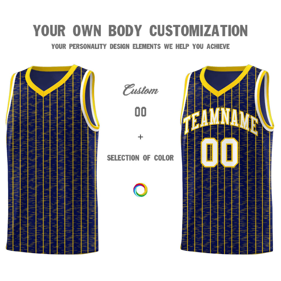 Custom Navy Custom Gray Pinstripe Retro Sets Uniform Basketball Jersey