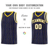 Custom Navy Custom Gray Pinstripe Retro Sets Uniform Basketball Jersey