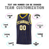 Custom Navy Custom Gray Pinstripe Retro Sets Uniform Basketball Jersey
