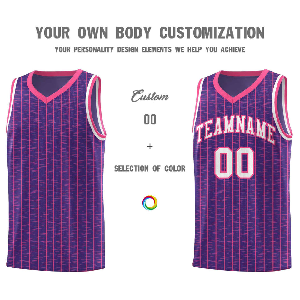 Custom Purple Custom Gray Pinstripe Retro Sets Uniform Basketball Jersey