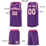 Custom Purple Custom Gray Pinstripe Retro Sets Uniform Basketball Jersey