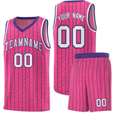 Custom Pink Custom Gray Pinstripe Retro Sets Uniform Basketball Jersey