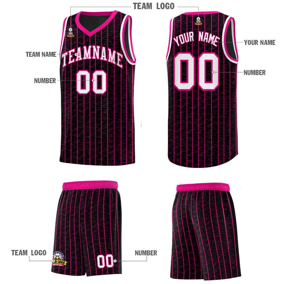 Custom Black Custom Gray Pinstripe Retro Sets Uniform Basketball Jersey