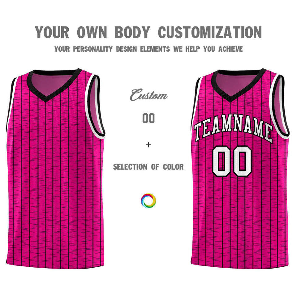 Custom Pink Custom Gray Pinstripe Retro Sets Uniform Basketball Jersey