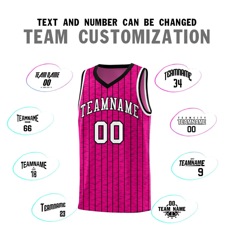 Custom Pink Custom Gray Pinstripe Retro Sets Uniform Basketball Jersey