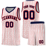 Custom White Custom Gray Pinstripe Retro Sets Uniform Basketball Jersey