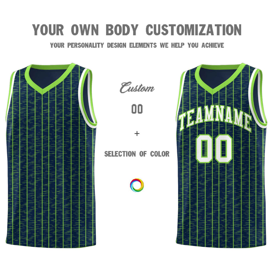 Custom Navy Custom Gray Pinstripe Retro Sets Uniform Basketball Jersey