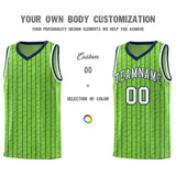Custom Fluorescent Green Custom Gray Pinstripe Retro Sets Uniform Basketball Jersey