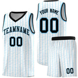 Custom White Custom Gray Pinstripe Retro Sets Uniform Basketball Jersey