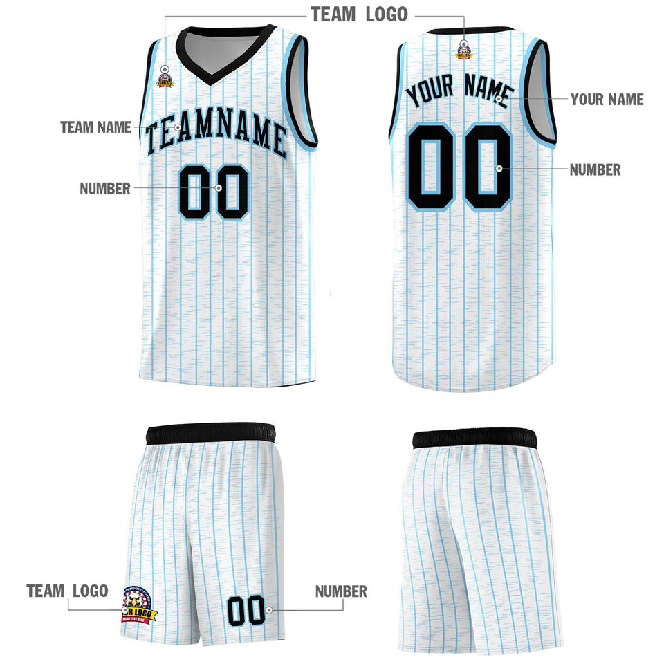 Custom White Custom Gray Pinstripe Retro Sets Uniform Basketball Jersey