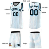 Custom White Custom Gray Pinstripe Retro Sets Uniform Basketball Jersey