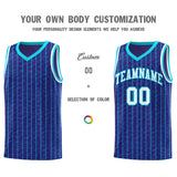 Custom Royal Custom Gray Pinstripe Retro Sets Uniform Basketball Jersey