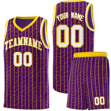Custom Purple Custom Gray Pinstripe Retro Sets Uniform Basketball Jersey