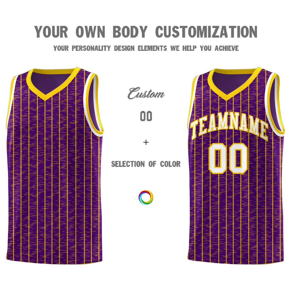 Custom Purple Custom Gray Pinstripe Retro Sets Uniform Basketball Jersey