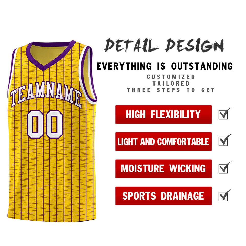 Custom Gold Custom Gray Pinstripe Retro Sets Uniform Basketball Jersey