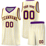 Custom White Custom Gray Pinstripe Retro Sets Uniform Basketball Jersey
