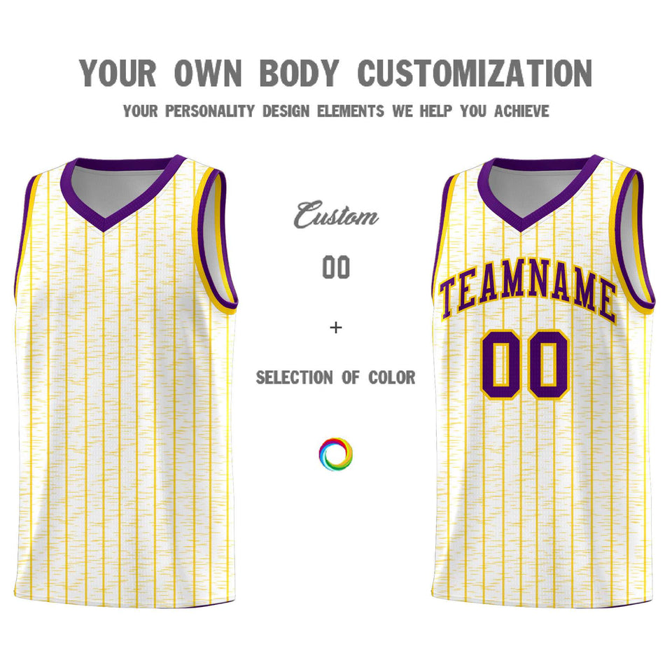 Custom White Custom Gray Pinstripe Retro Sets Uniform Basketball Jersey