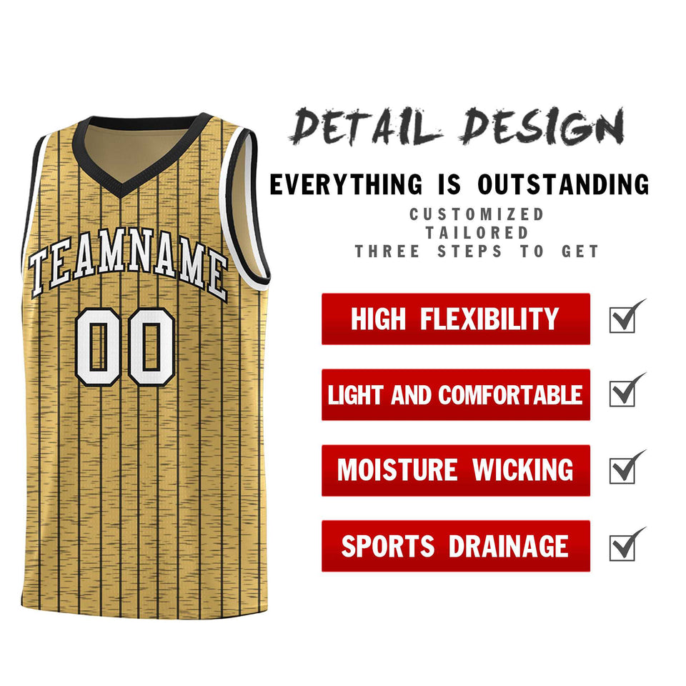 Custom Old Gold Custom Gray Pinstripe Retro Sets Uniform Basketball Jersey
