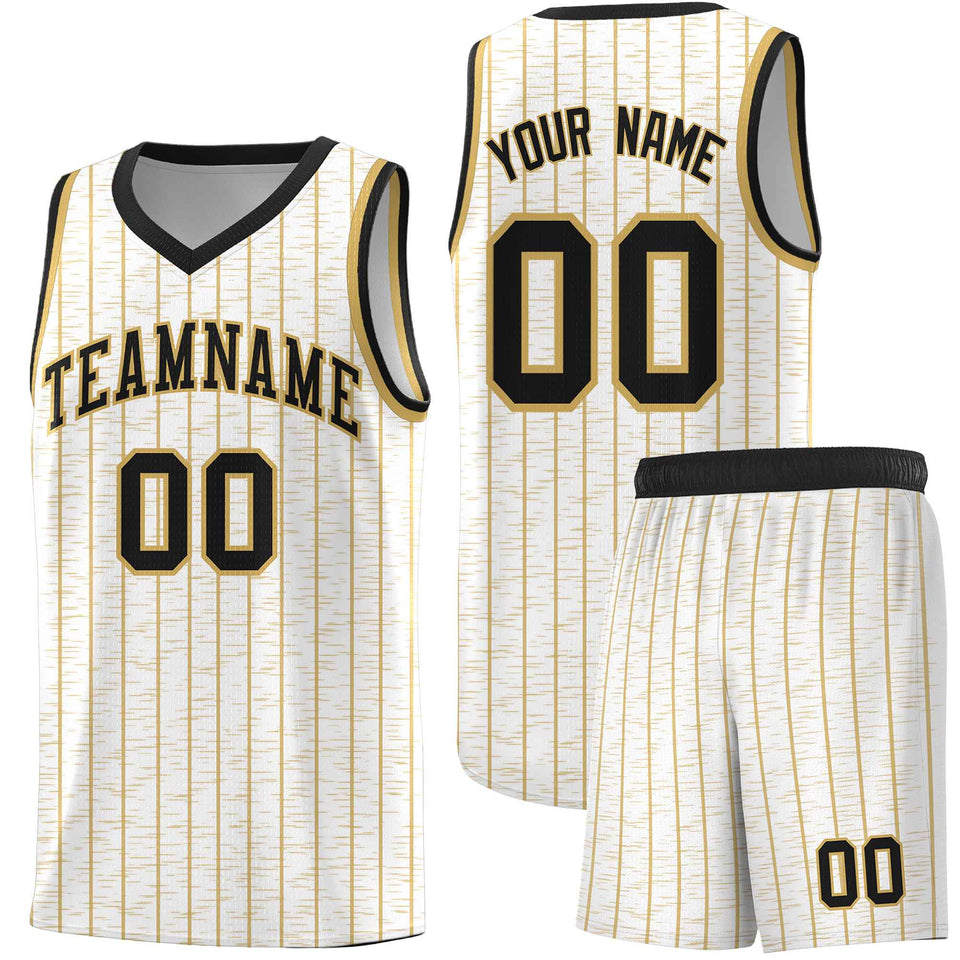 Custom White Custom Gray Pinstripe Retro Sets Uniform Basketball Jersey