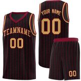 Custom Black Custom Gray Pinstripe Retro Sets Uniform Basketball Jersey