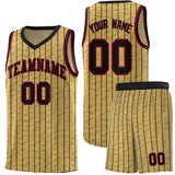 Custom Old Gold Custom Gray Pinstripe Retro Sets Uniform Basketball Jersey