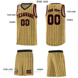 Custom Old Gold Custom Gray Pinstripe Retro Sets Uniform Basketball Jersey