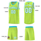 Custom Fluorescent Green Custom Gray Pinstripe Retro Sets Uniform Basketball Jersey