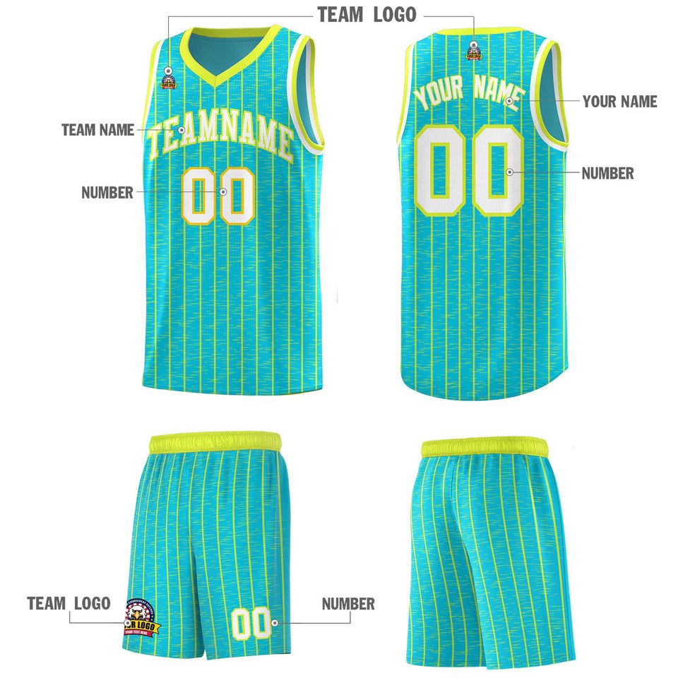Custom Sky Blue Custom Gray Pinstripe Retro Sets Uniform Basketball Jersey