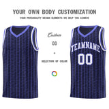 Custom Navy Custom Gray Pinstripe Retro Sets Uniform Basketball Jersey