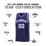 Custom Navy Custom Gray Pinstripe Retro Sets Uniform Basketball Jersey