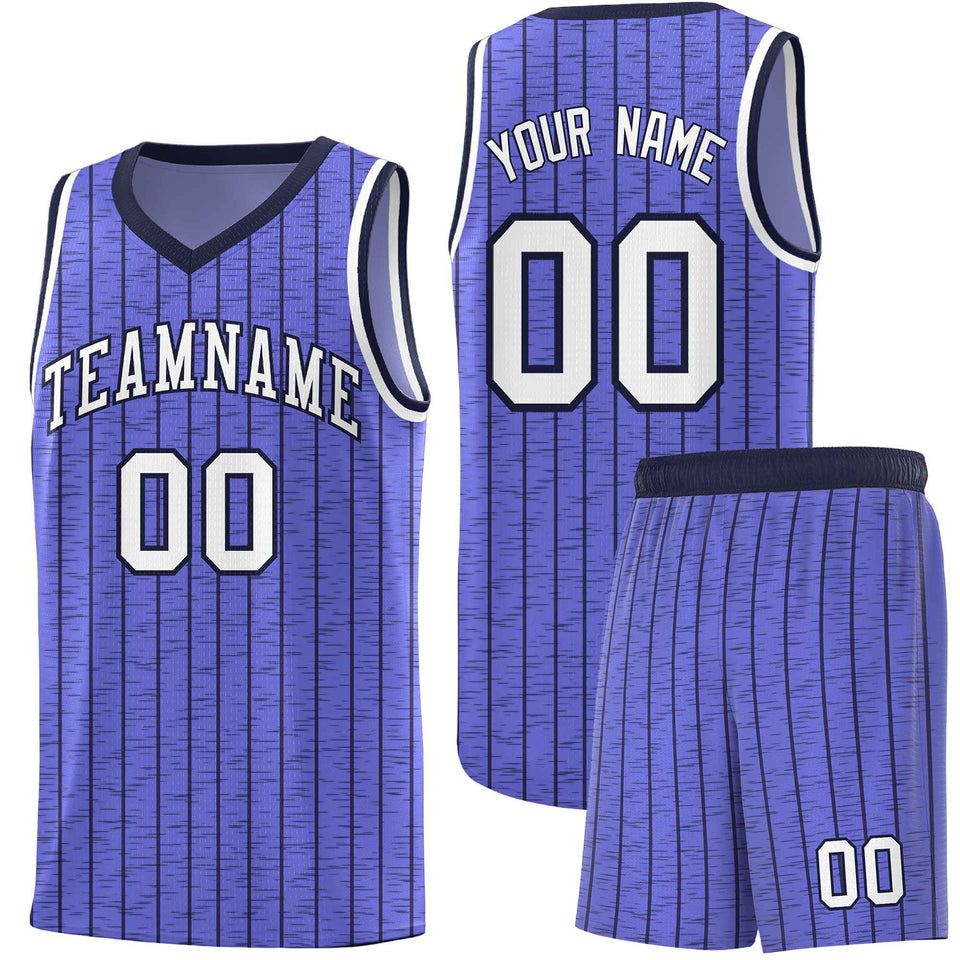 Custom Munsell Blue Custom Gray Pinstripe Retro Sets Uniform Basketball Jersey