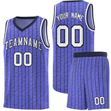 Custom Munsell Blue Custom Gray Pinstripe Retro Sets Uniform Basketball Jersey