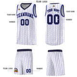 Custom White Custom Gray Pinstripe Retro Sets Uniform Basketball Jersey