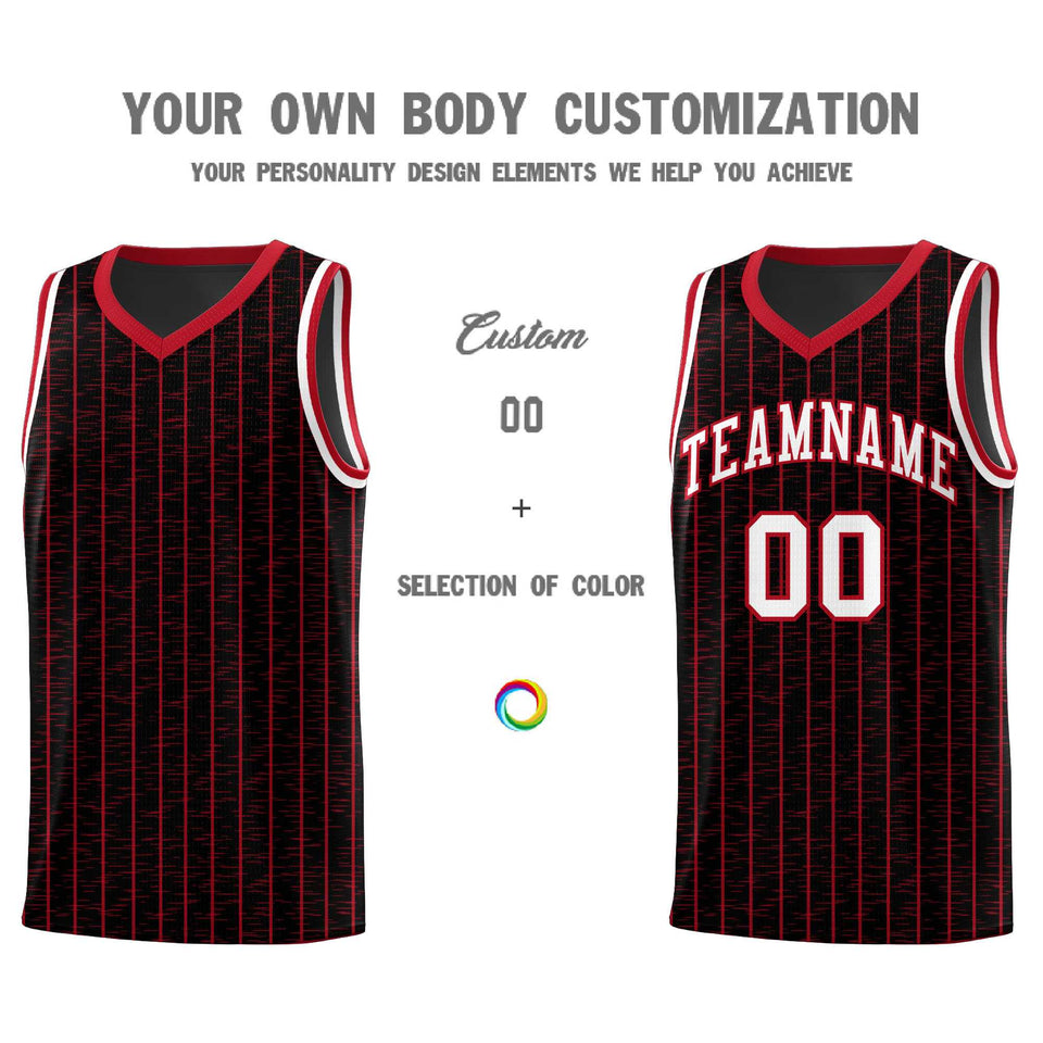 Custom Black Custom Gray Pinstripe Retro Sets Uniform Basketball Jersey