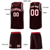 Custom Black Custom Gray Pinstripe Retro Sets Uniform Basketball Jersey