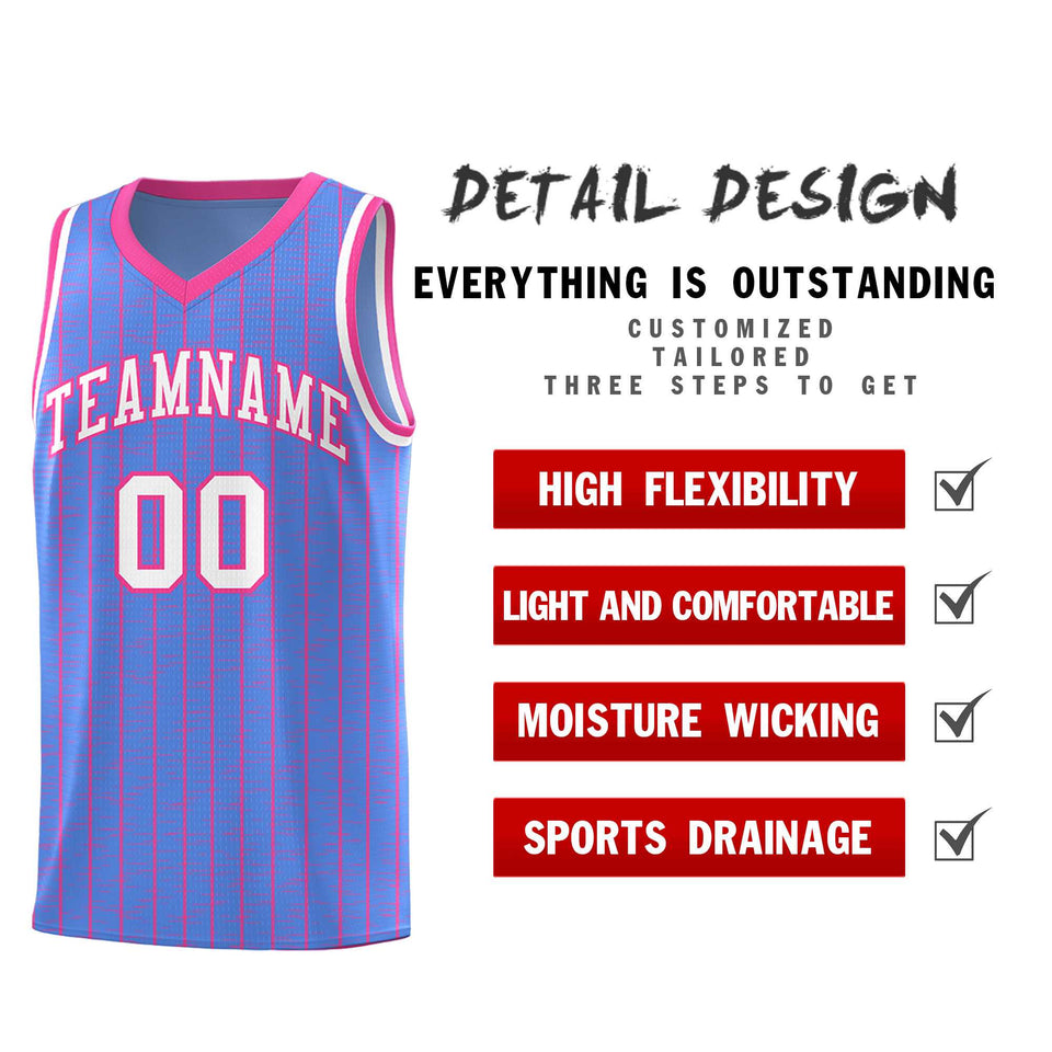 Custom Light Blue Custom Gray Pinstripe Retro Sets Uniform Basketball Jersey