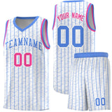 Custom White Custom Gray Pinstripe Retro Sets Uniform Basketball Jersey