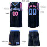 Custom Black Custom Gray Pinstripe Retro Sets Uniform Basketball Jersey