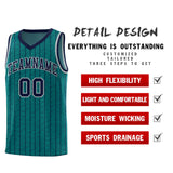 Custom Teal Custom Gray Pinstripe Retro Sets Uniform Basketball Jersey