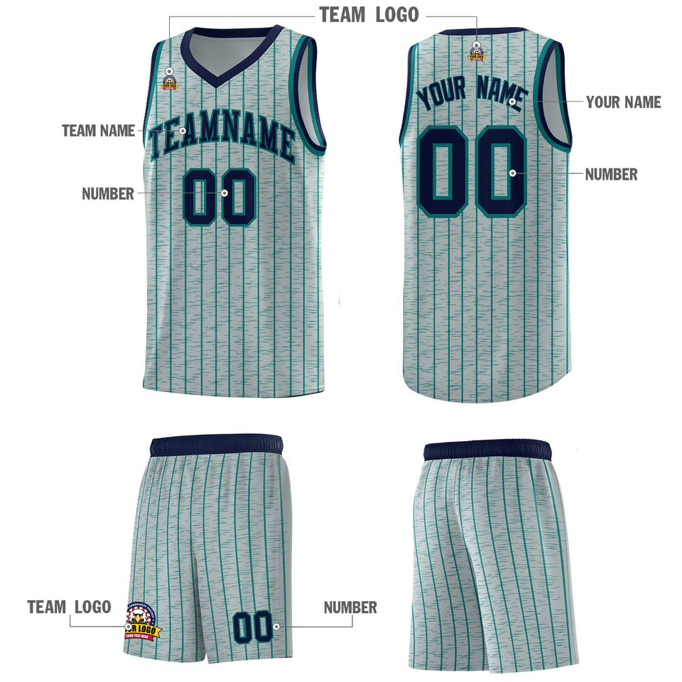 Custom Gray Custom Gray Pinstripe Retro Sets Uniform Basketball Jersey