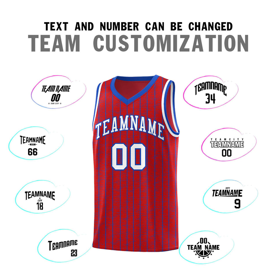Custom Red Custom Gray Pinstripe Retro Sets Uniform Basketball Jersey