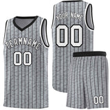 Custom Gray Custom Gray Pinstripe Retro Sets Uniform Basketball Jersey