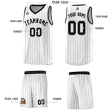 Custom White Custom Gray Pinstripe Retro Sets Uniform Basketball Jersey