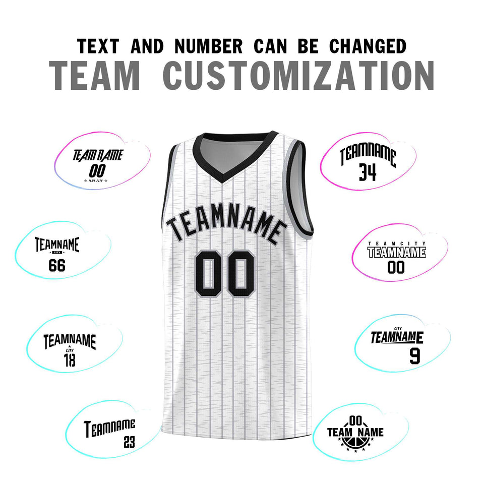 Custom White Custom Gray Pinstripe Retro Sets Uniform Basketball Jersey