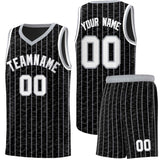 Custom Black Custom Gray Pinstripe Retro Sets Uniform Basketball Jersey