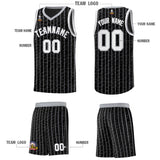 Custom Black Custom Gray Pinstripe Retro Sets Uniform Basketball Jersey
