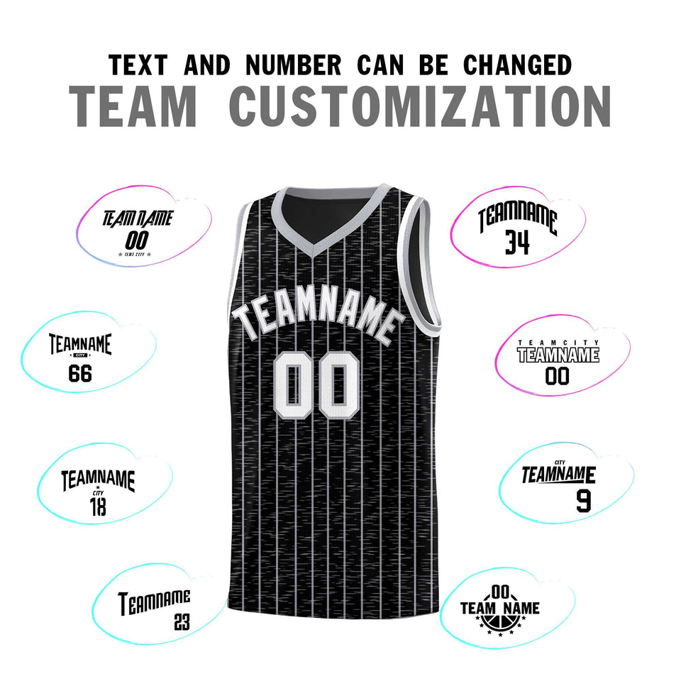 Custom Black Custom Gray Pinstripe Retro Sets Uniform Basketball Jersey