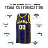 Custom Navy Custom Gray Pinstripe Retro Sets Uniform Basketball Jersey
