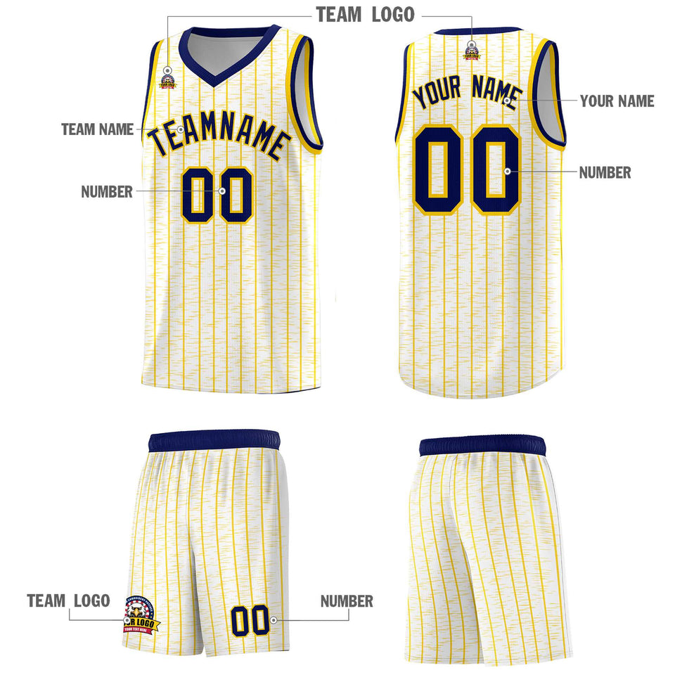 Custom White Custom Gray Pinstripe Retro Sets Uniform Basketball Jersey